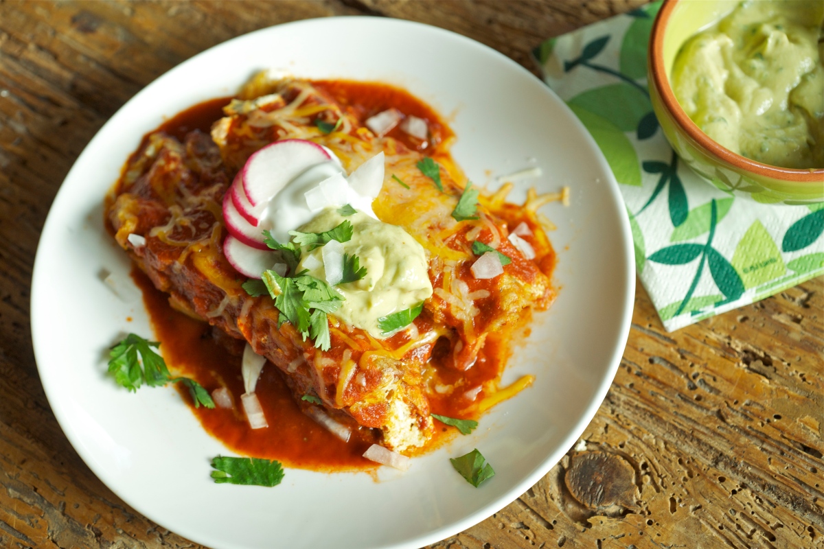 12 enchiladas (or more if you use small tortillas like I... Chicken and Spi...